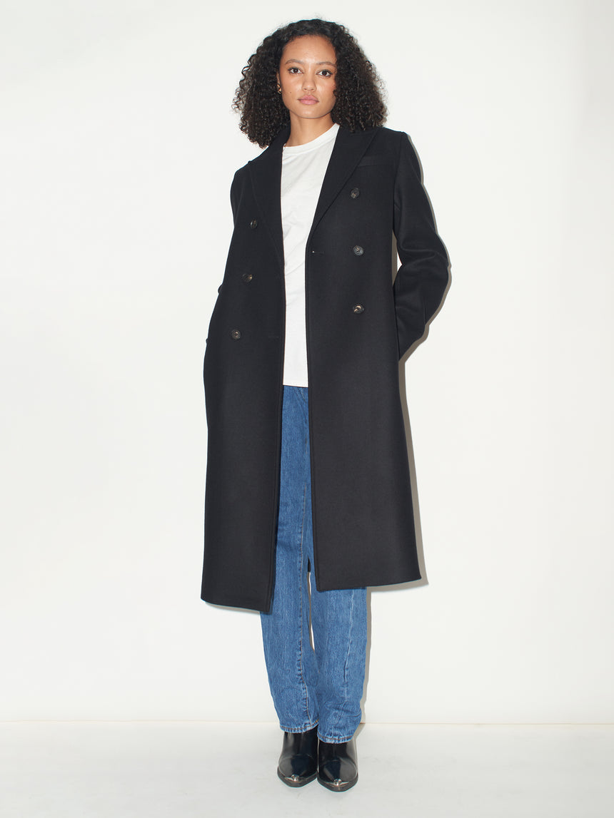 DOUBLE BREASTED CASHMERE & WOOL OVERCOAT