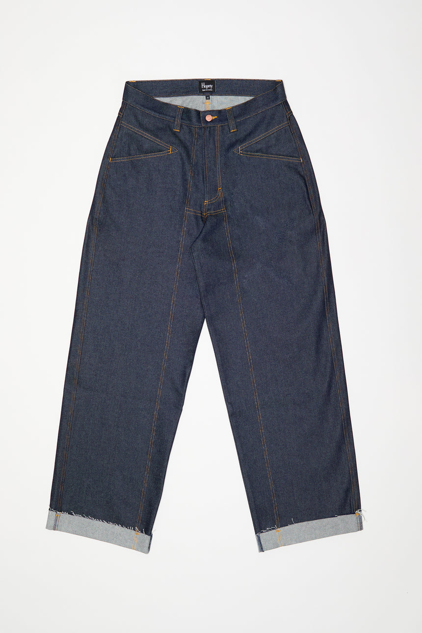 WIDE LEG MID RISE INDIGO JEANS
