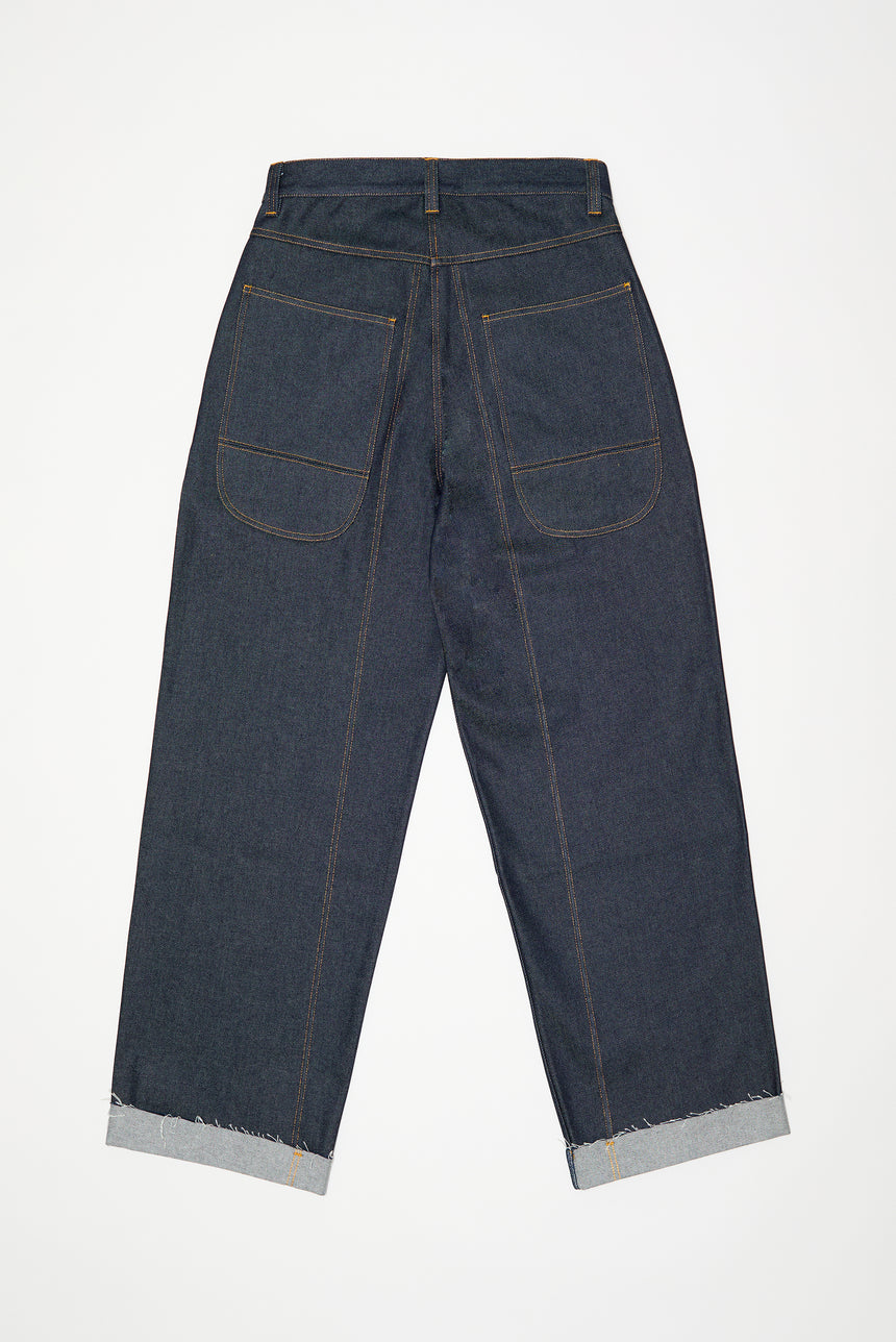 WIDE LEG MID RISE INDIGO JEANS