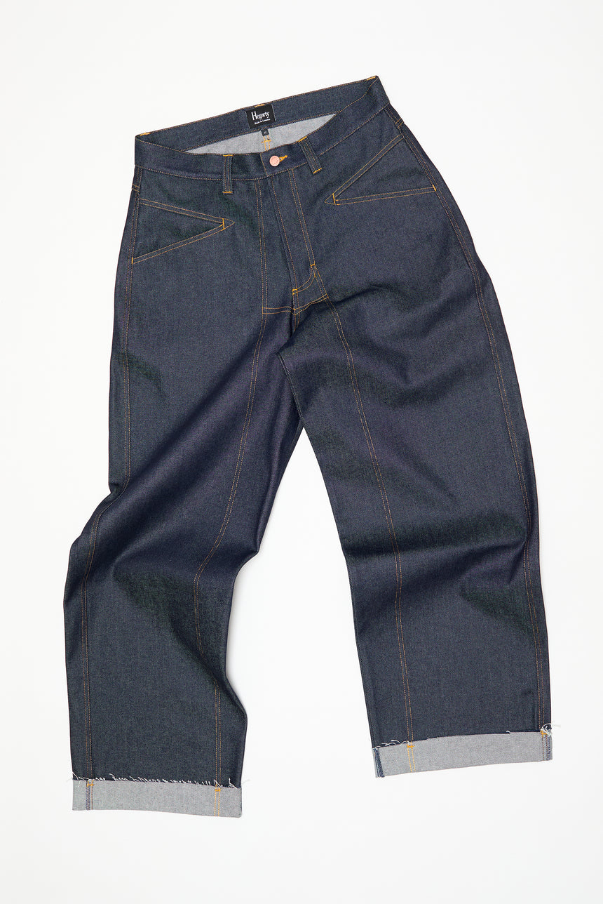 WIDE LEG MID RISE INDIGO JEANS