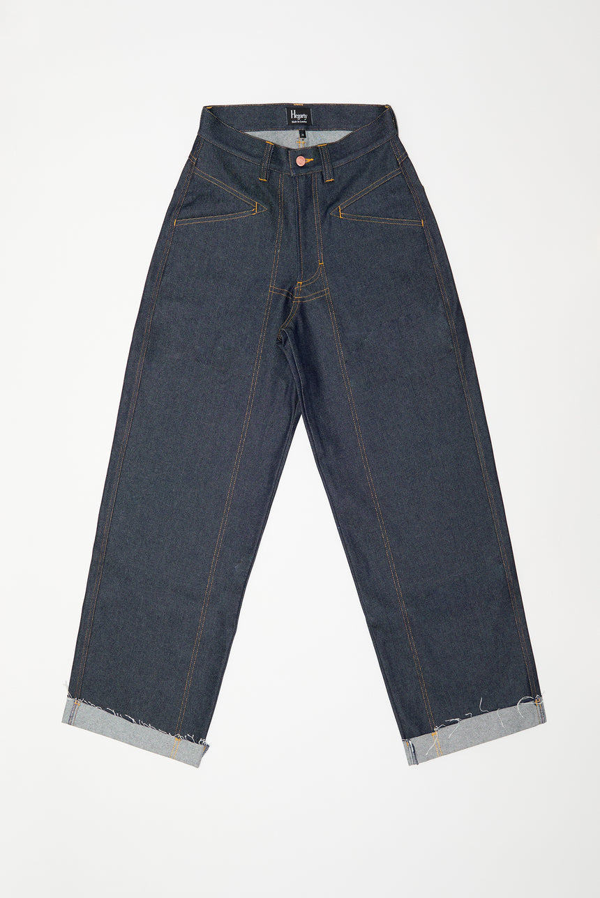 WIDE LEG MID RISE INDIGO JEANS