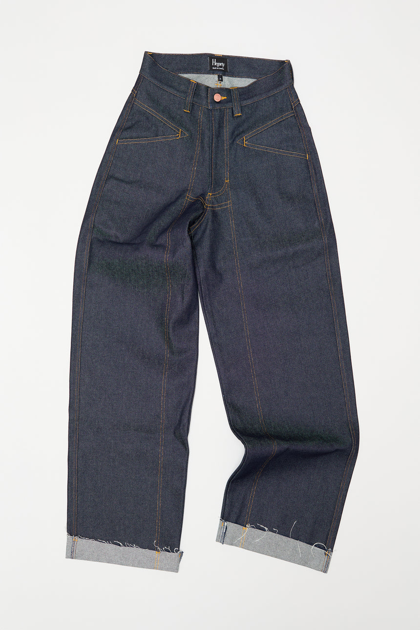 WIDE LEG MID RISE INDIGO JEANS
