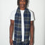 TAN CHECK BLUE TARTAN LAMBSWOOL SCARF