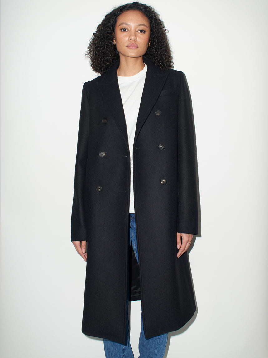 DOUBLE BREASTED CASHMERE & WOOL OVERCOAT
