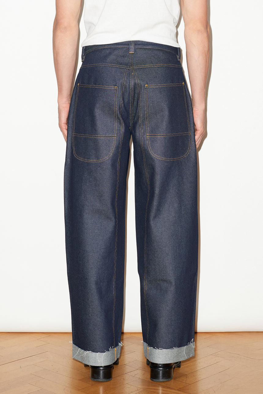 WIDE LEG MID RISE INDIGO JEANS