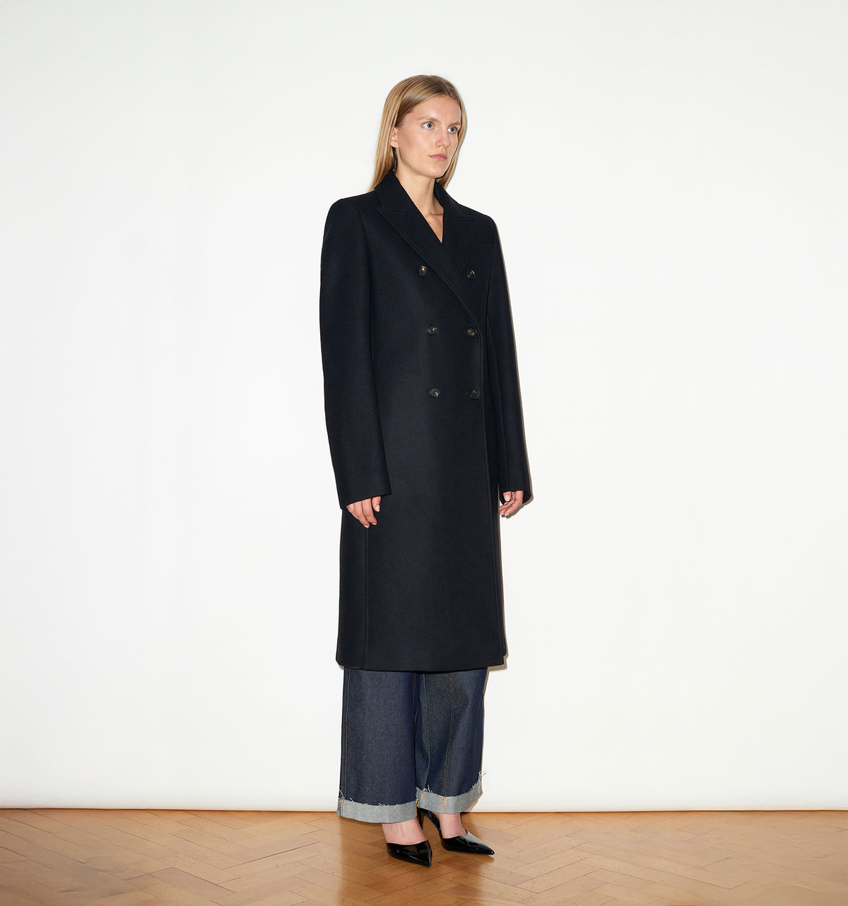 CASHMERE & WOOL DOUBLE BREASTED OVERCOAT