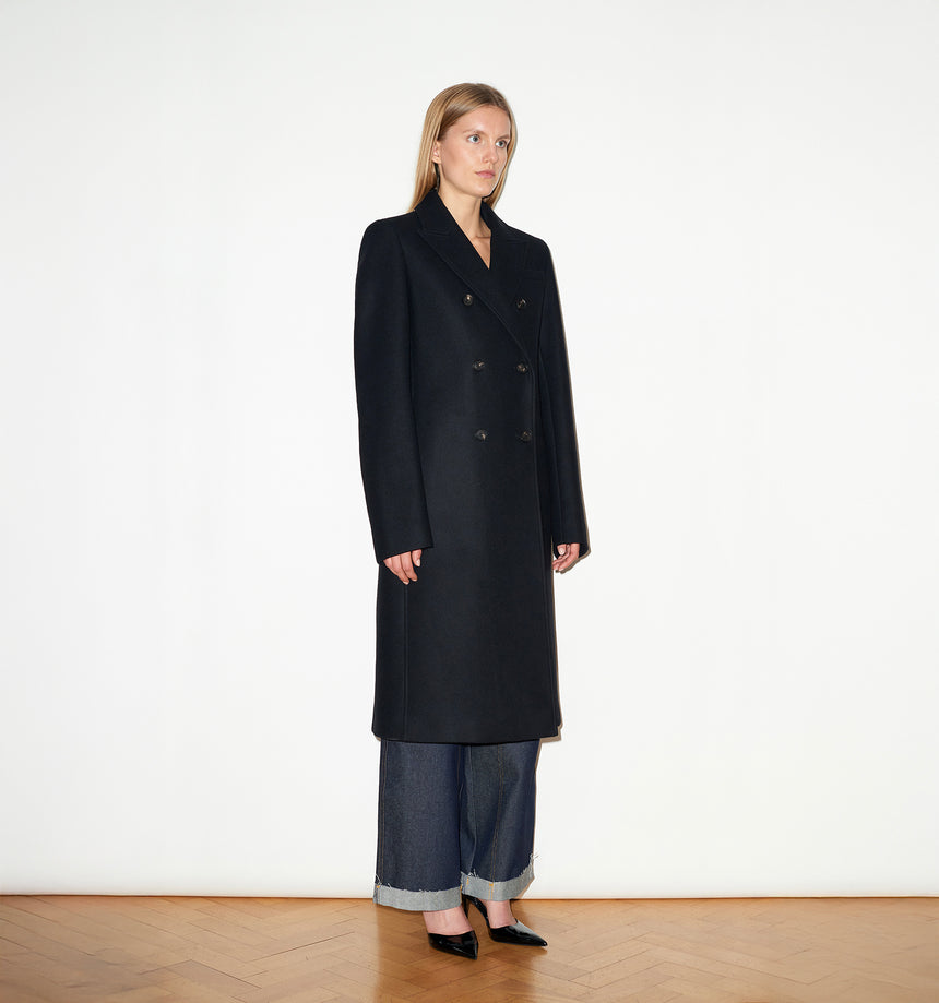 CASHMERE & WOOL DOUBLE BREASTED OVERCOAT