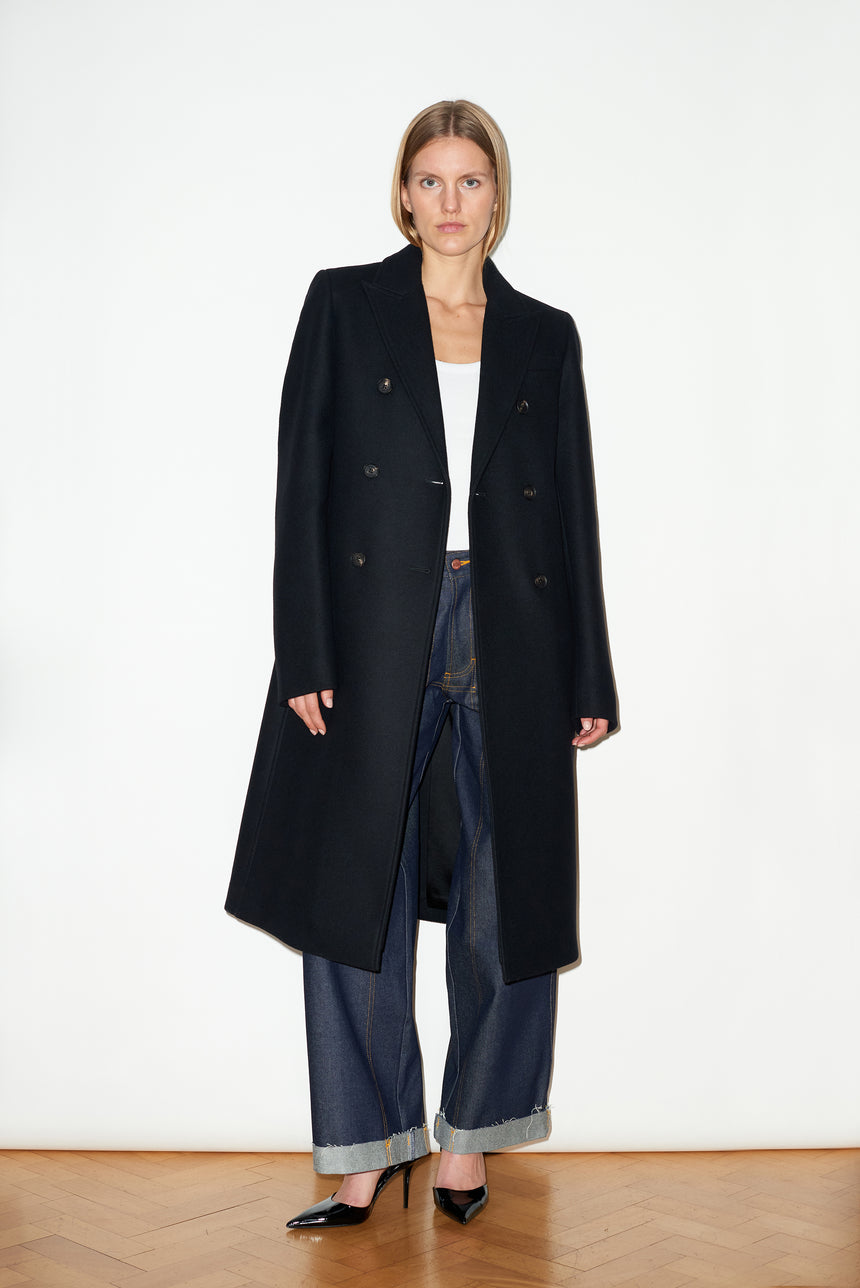 DOUBLE BREASTED CASHMERE & WOOL OVERCOAT