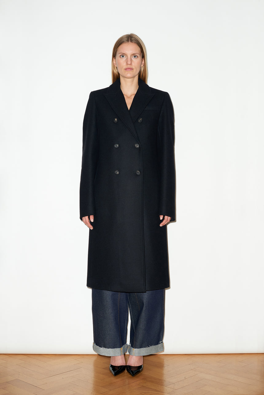 DOUBLE BREASTED CASHMERE & WOOL OVERCOAT