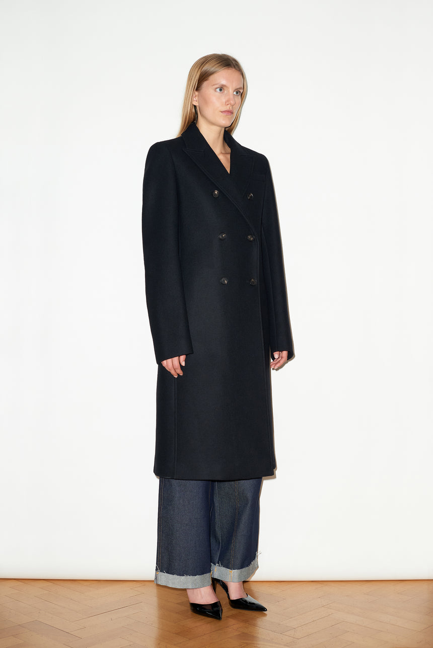 DOUBLE BREASTED CASHMERE & WOOL OVERCOAT
