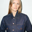 TAILORED DENIM TRUCKER JACKET IN RAW INDIGO DENIM