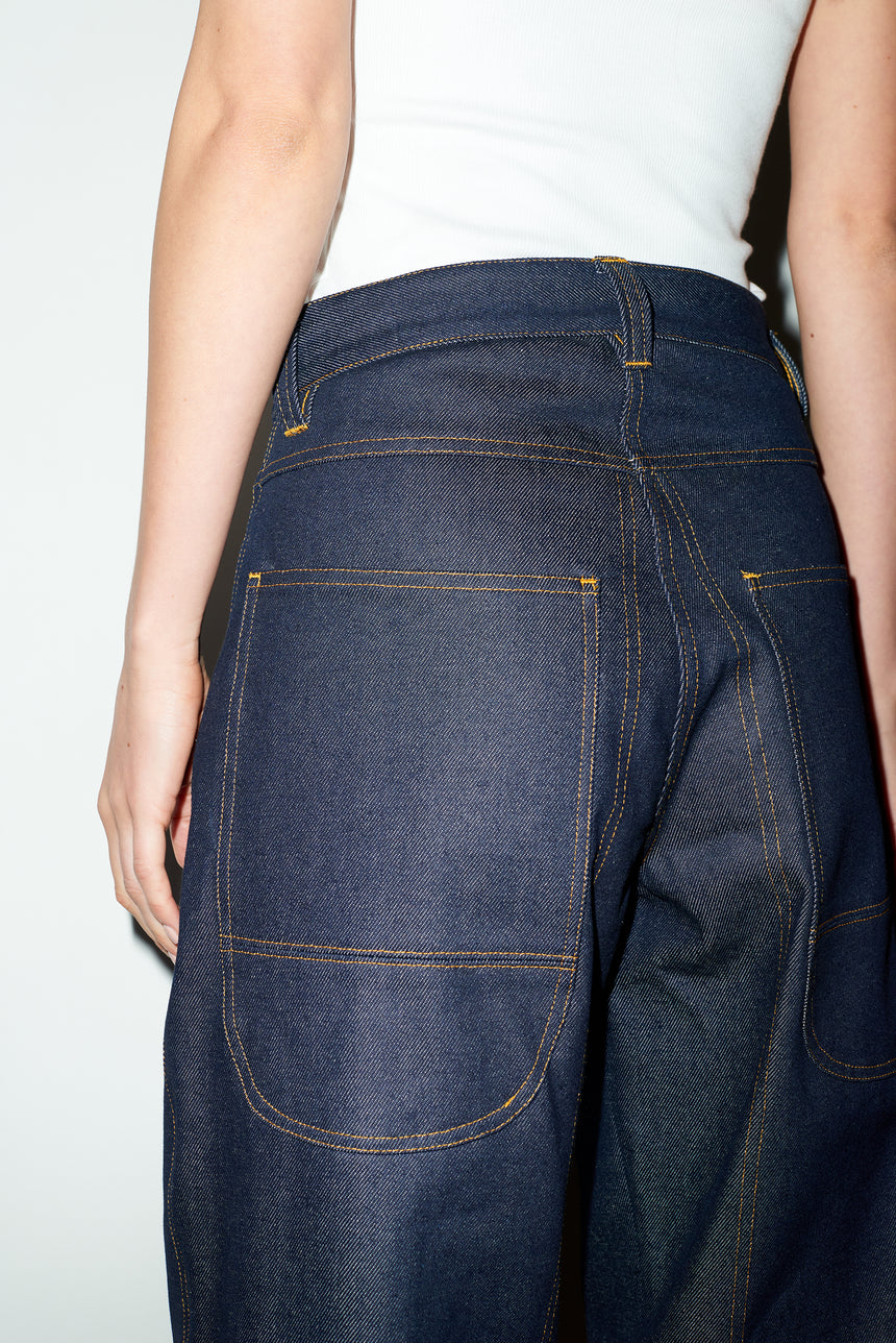 WIDE LEG MID RISE INDIGO JEANS