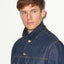 TAILORED DENIM TRUCKER JACKET IN RAW INDIGO DENIM