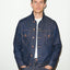TAILORED DENIM TRUCKER JACKET IN RAW INDIGO DENIM