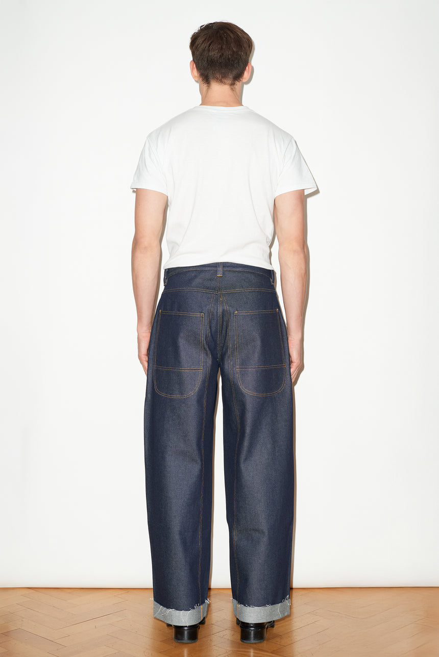 WIDE LEG MID RISE INDIGO JEANS