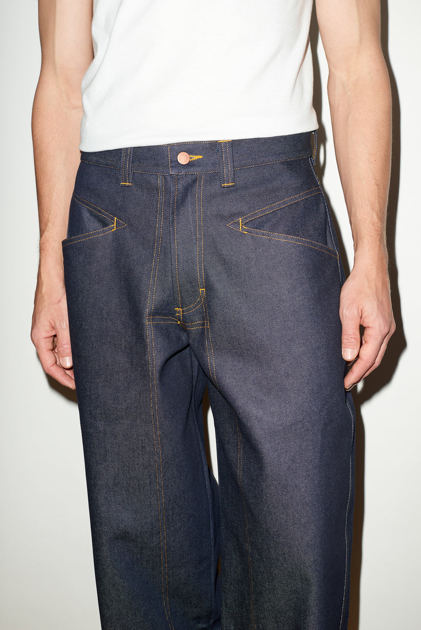 WIDE LEG MID RISE INDIGO JEANS