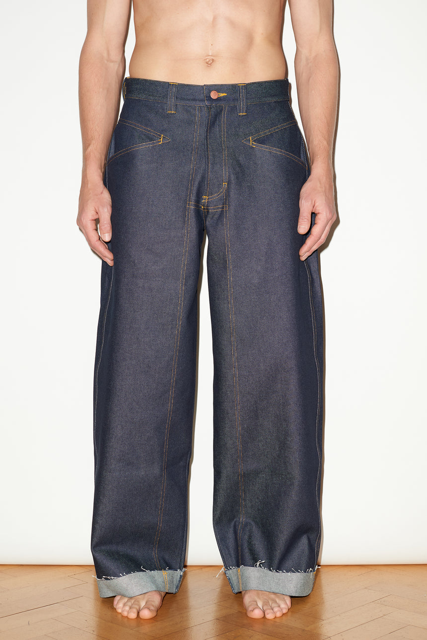 WIDE LEG MID RISE INDIGO JEANS