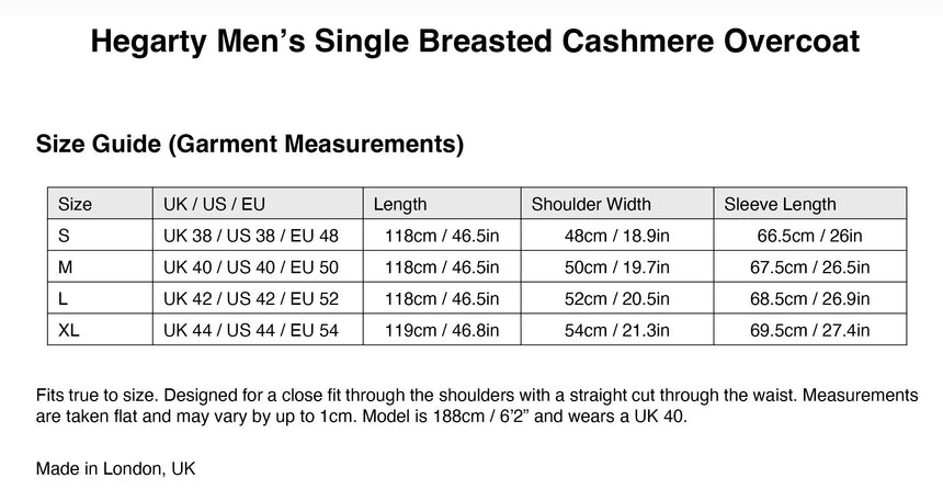 SINGLE BREASTED CASHMERE OVERCOAT