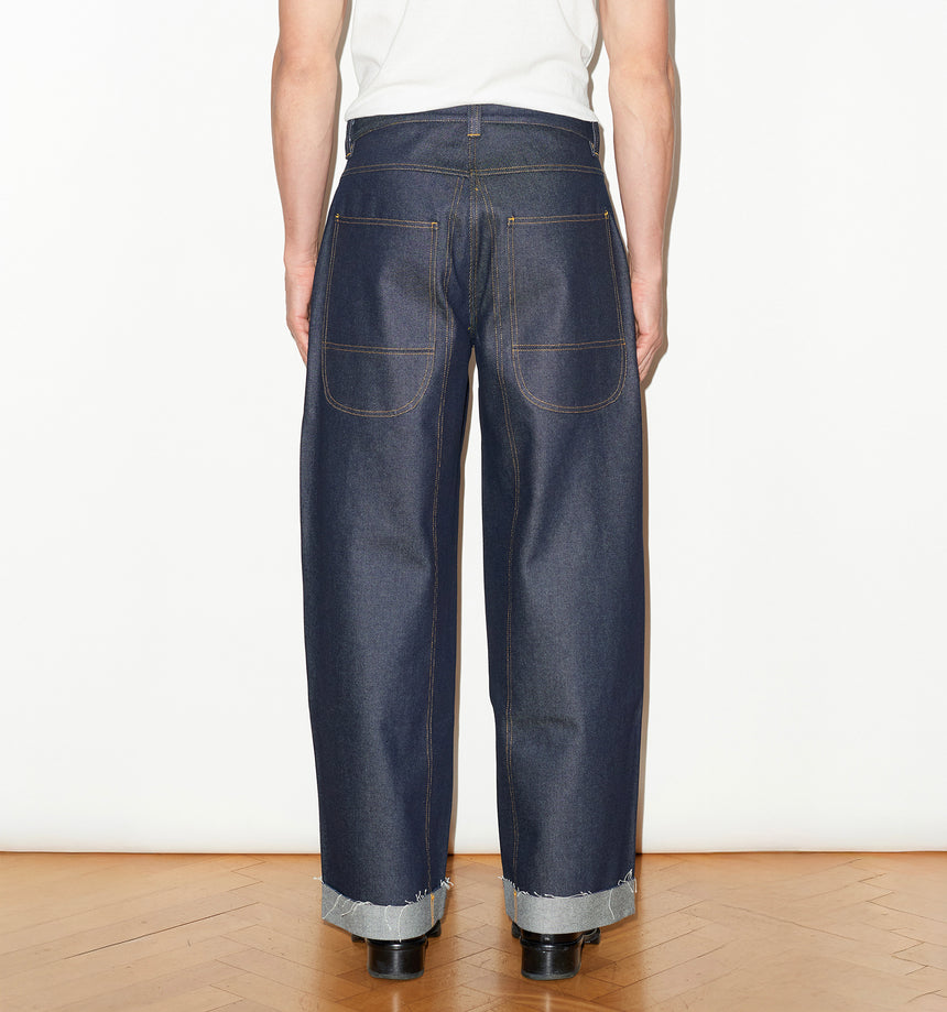 WIDE LEG MID RISE INDIGO JEANS