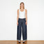 WIDE LEG MID RISE INDIGO JEANS