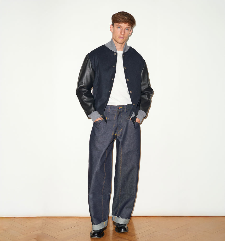 WIDE LEG MID RISE INDIGO JEANS
