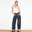 WIDE LEG MID RISE INDIGO JEANS
