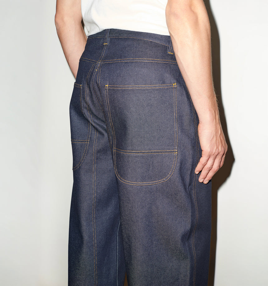 WIDE LEG MID RISE INDIGO JEANS