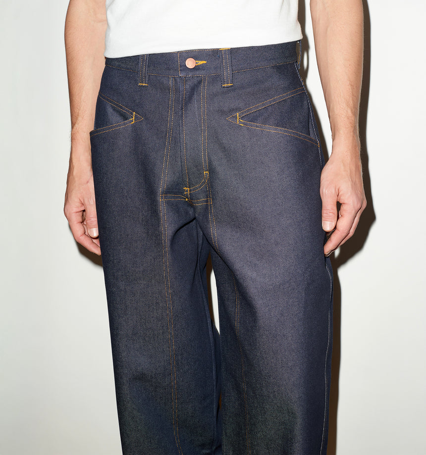 WIDE LEG MID RISE INDIGO JEANS