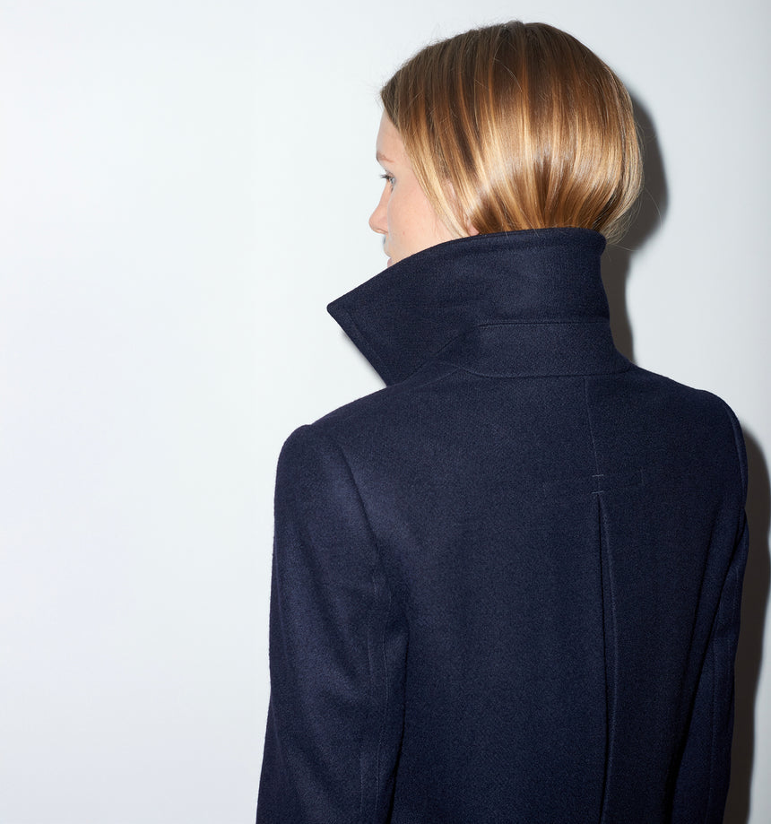 NAVY WOOL MELTON PEA COAT