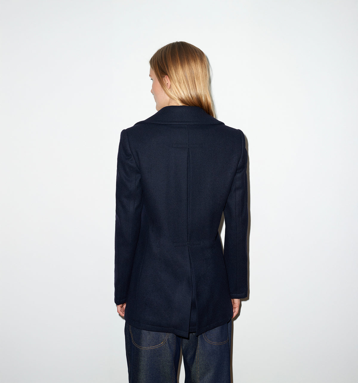 NAVY WOOL MELTON PEA COAT