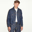 TAILORED DENIM TRUCKER JACKET IN RAW INDIGO DENIM