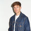 TAILORED DENIM TRUCKER JACKET IN RAW INDIGO DENIM