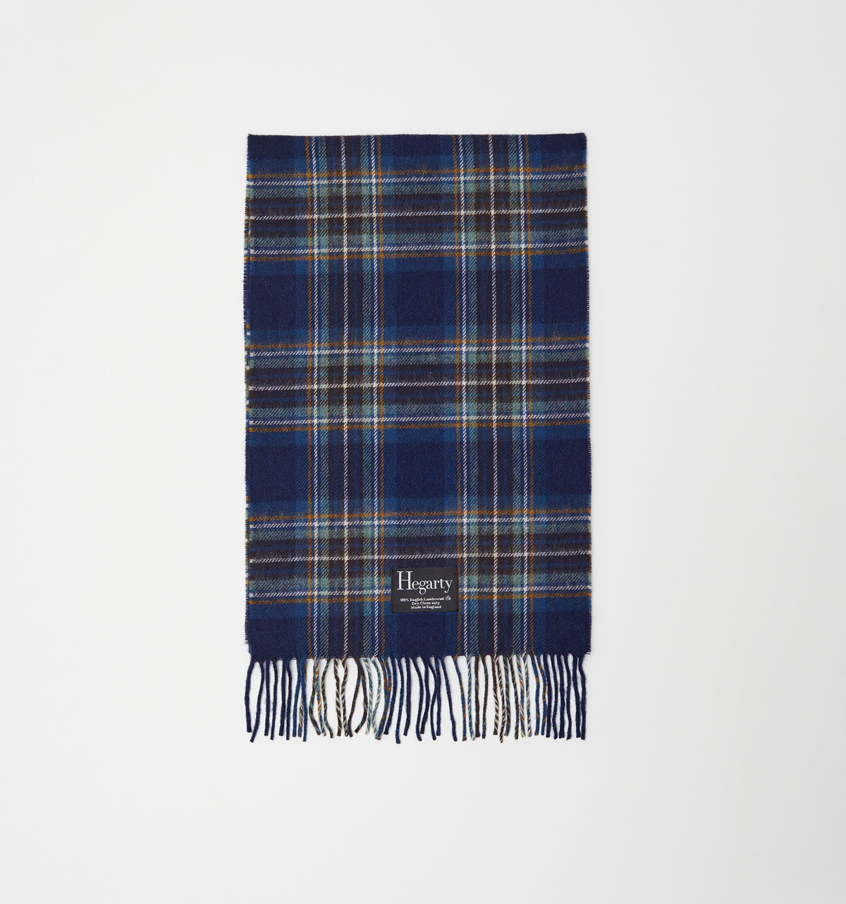 TAN CHECK BLUE TARTAN LAMBSWOOL SCARF