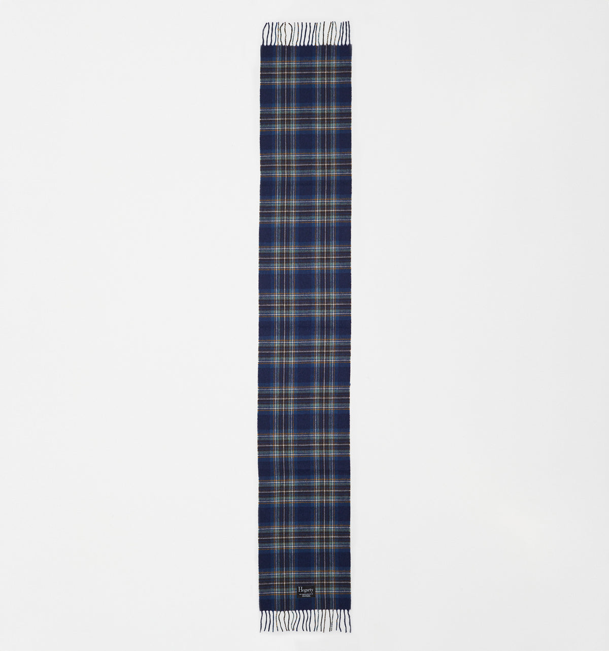 TAN CHECK BLUE TARTAN LAMBSWOOL SCARF