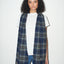 TAN CHECK BLUE TARTAN LAMBSWOOL SCARF