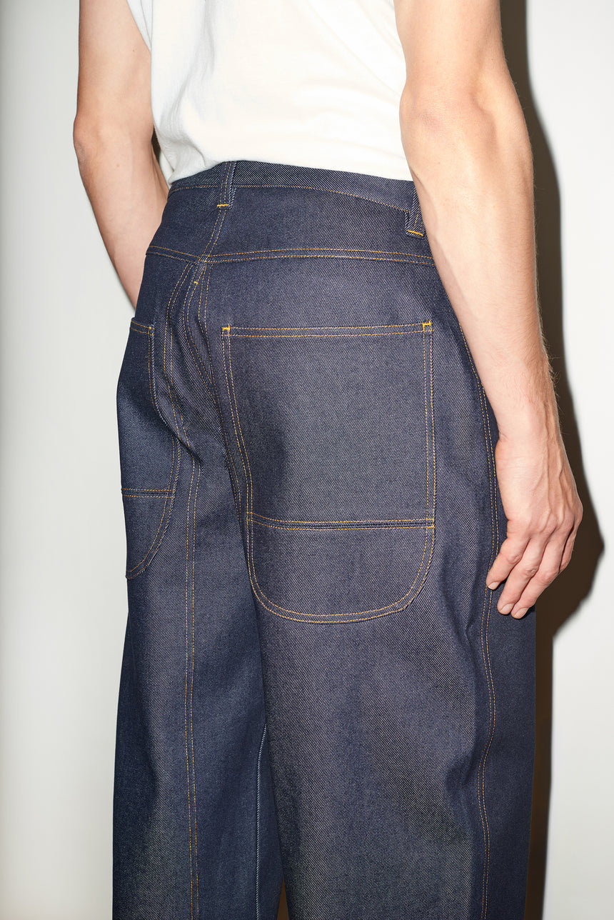 WIDE LEG MID RISE INDIGO JEANS